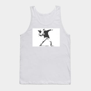 Banksy Throwing Flowers Art Tank Top